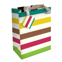Colourful Stripe Medium Gift Bag By Caroline Gardner